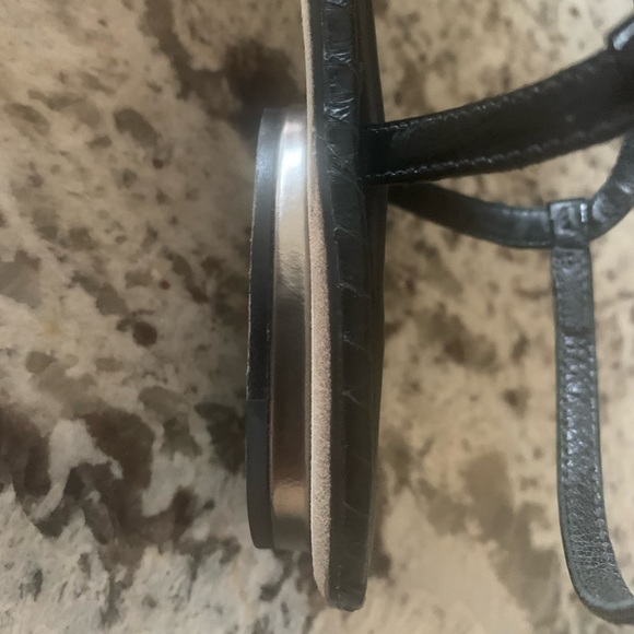 B Brian Atwood Leather Crystal Embellishments T-Strap Sandals - Picture 4 of 6